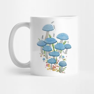 Blue Mushroom Watercolour Illustration Mug